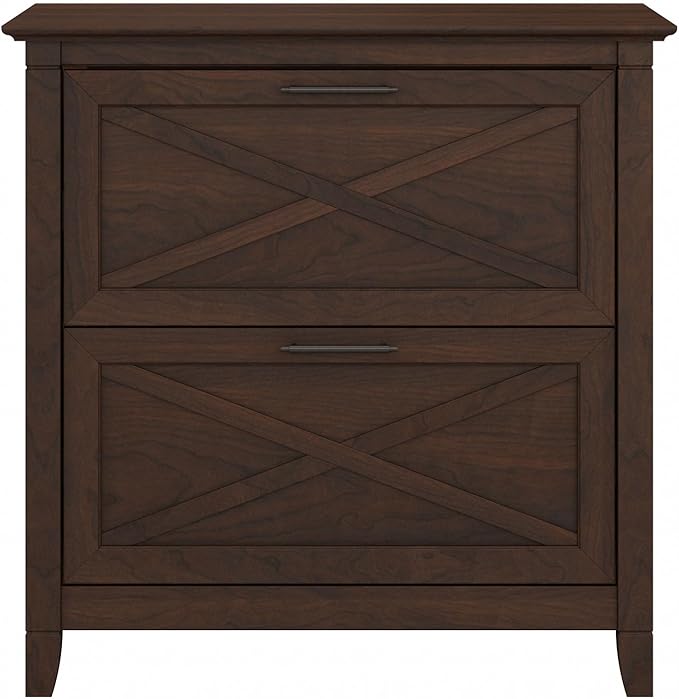 Bush Furniture Key West 2 Drawer Lateral File Cabinet in Bing Cherry, Document Storage for Home Office, Accent Chest with Drawers