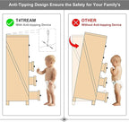 T4TREAM Farmhouse 7 Drawers Tv Stand, Wood Rustic, Storage Dressers Organizer for Bedroom, Living Room,Hallway, Light Rustic Oak