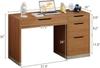 52 Inch Desk with 4 Drawers, Small Computer Desk for Small Space, Home Office Desk with Storage File Cabinet for Bedroom, Brown