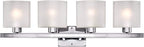 Possini Euro Design Modern Wall Light Chrome Silver Metal Hardwired 32" 4-Light Fixture White Linen Glass Shades for Bedroom Bathroom Mirror Vanity Reading Living Room Hallway House Home Decor