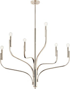 KICHLER Livadia 6-Light Chandelier, Soft Modern-Light in Polished Nickel, for Foyer, Great Room, or Vaulted Dining or Bedroom (33" x 36.25"), 52673PN