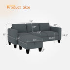 Sectional Sofa Couches for Living Room - 78''Convertible Modular Three-Seater L-Shaped Pet-Friendly Couch,Washable Sofa Cover-Bench Storage, Suitable for Small Living Room, Apartment,Office-Blue-Gray
