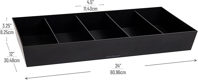 Mind Reader Snack Tray, Countertop Organizer, Snack Tray, Pantry, Breakroom, Kitchen, 24" L x 12" W x 3.25" H, Black