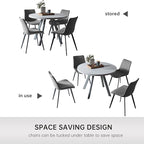 Round Dining Table Set, Mid Century Modern Small Round Dining Table Set, Saving Space (Table + 4 Grey Chairs)