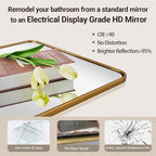ANDY STAR Gold Bathroom Mirror for Wall, 30x36 Inch Rectangle Mirror for Bathroom with Rounded Corner, Modern Brushed Brass Rectangular Vanity Mirror with Anti-Rust Tube Metal Frame, Explosion-Proof