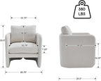 Modern Accent Barrel Chair, Single Sofa Chair with Removable Back Pillow, Comfy Chenille Upholstered Reading Accent Chair Lounge Armchair for Bedroom Living Room, Beige