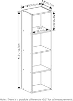 Furinno PASIR Book Shelf, 4-Tier Modern Bookshelf, Open Shelves Bookcase 9 x 12 x 42, for Living Room, Bedroom, Home Office, Blackwood