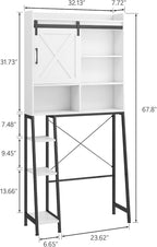 Over The Toilet Storage Cabinet, Farmhouse Storage Cabinet Over Toilet with Sliding Barn Door,Home Space-Saving Toilet Rack, for Bathroom, Restroom, Laundry.(White)