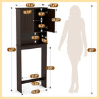 Over The Toilet Storage Cabinet, Behind Toilet Bathroom Organizer with Adjustable Shelves, Above Toilet Organizers with Barn Door, Space Saver for Restroom, Bathroom, Laundry