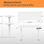 Electric Adjustable Standing Desk with Wheels, 63'' x 24''Sit Stand Desk with Dual Crossbeam and Mouse Pad, 27''-46'' Lifting Range Stand up Table with Ergonomic Arc Desktop (White Arc)