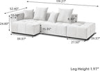 WJShome Modern Modular Sofa with Ottoman,119" L Shaped Sectional Couch, Linen Deep Loveseat with Pillows Couches for Living Room, Bedroom and Apartment,White