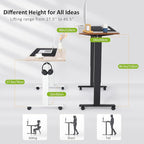 farexon Electric Standing Desk Adjustable Height, 48x24 Inches Stand Up Desk with 4 Preset Heights, Lockable Casters, Double Hooks,27.5''-46.5'' Lifting Range Home Office Computer Desk（White）