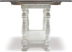 Signature Design by Ashley Havalance Farmhouse Sofa Table, Flip Top Design for Additional Dining Space and Fixed Lower Shelf, Gray & White with Weathered Finish