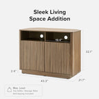 mopio Brooklyn Corner Storage Cabinet, Mid Century Modern Buffet, Entertainment Center, Storage Cabinet with Doors and Shelves, Media Cabinet for 55 inch TV Stand, for Living Room