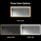 Awoco 72''x36'' LED Bathroom Mirror with Light, Lighted Vanity Mirror with Backlit and Front Light, Dimmable Anti-Fog Memory Function Lighted Mirror with 3 Colors for Bathroom Wall