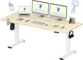 FLEXISPOT 71x32 Inch Electric Large Standing Desk for Home & Office, Spacious Splice Board Desk with Cable Management & Organizer, Cup Holder & Hook, White Wood Grain