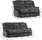 CANMOV Manual Recliner Sofa Set,2 Pieces Sofa Furniture Set for Living Room, Manual Reclining Loveseat and Recliner Sofa with Overstuffed Arms for Living Room, Bedroom, Grey(2+3)