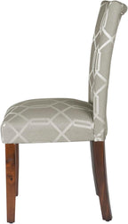 HomePop Classic Parsons Dining Chair - Pewter Gray Cream Lattice (Set of 2)