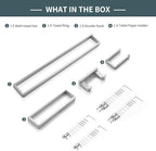 YACVCL 4-Piece Bathroom Hardware Set Brushed Nickel Towel Bar Set Premium Stainless Steel Bath Towel Holder Sets Towel Racks Wall Mounted