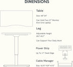 FLEXISPOT EN2 Whole-Piece Bamboo Standing Desk with Clamp Power Strip, 48 x 24 Electric Stand Up Height Adjustable Desk with Cable Management (White Frame + 48" Bamboo Top, 2 Packages)