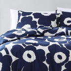 Marimekko - King Duvet Cover Set, Cotton Bedding with Matching Shams & Button Closure, All Season Home Decor (Unikko Indigo, King)