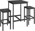 VASAGLE Bar Table and Chairs Set, Square Table with 2 Stools, Dining Pub Set for 2, Space Saving for Kitchen Breakfast, Living Room, Party Room, Ebony Black and Ink Black