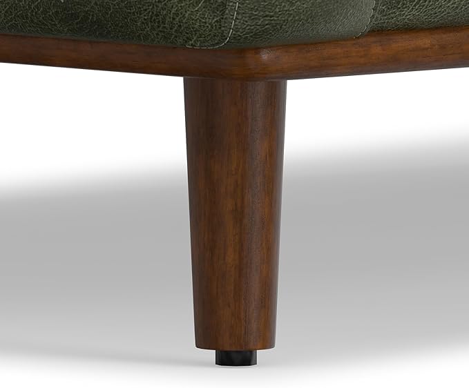 SIMPLIHOME Morrison 72-inch Wide Sofa in Moss Green Genuine Leather, Mid-Century Modern-Style Loveseat for Living Room, Single Bench Cushion, Removable Back Cushions, 2 Bolster Pillows