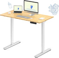 FLEXISPOT E3 Bamboo Dual Motor 48x24 Inch Electric Height Adjustable Standing Desk Whole-Piece Board Sit Stand Up Desk (White Frame + Bamboo Desktop)