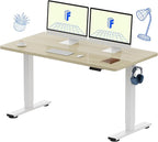 FLEXISPOT EN1 One-Piece Standing Desk, 55 x 28 Inches Electric Height Adjustable Desk for Home Office (White Frame + White Wood Grain Desktop)