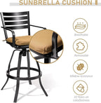 Pellebant 29.5" Outdoor Bar Stools Set of 8, Aluminum Swivel Patio Bar Height Stools with Footrest & Backrest,Rust-Proof Patio Stool Chairs for Deck Lawn Garden,Teak