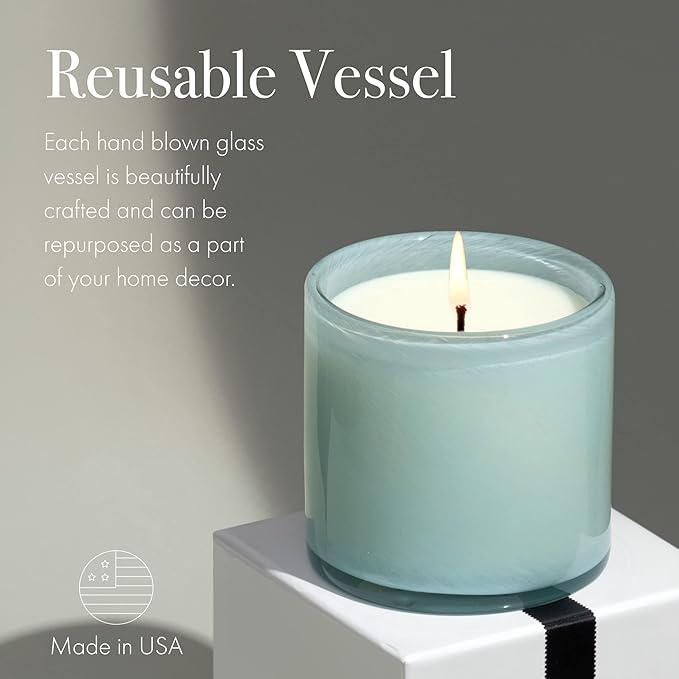 LAFCO New York Classic Candle, Marine - 6.5 oz - 50-Hour Burn Time - Reusable, Hand Blown Glass Vessel - Made in The USA