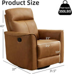 CANMOV Swivel Rocker Recliner, Glider Rocking Chair, Nursing Chairs Swivel Glider Recliners with Soft Backrest, Leathaire Manual Reclining Sofa for Living Room Bedroom Apartment, Brown