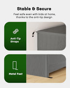 Marsail Fluted 8-Drawer Wide Wooden Dresser, Smooth Gliding Drawers & Large Capacity Storage Space, Modern Organizer Cabinet for Bedroom or Hallway, Light Grey