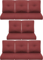 8-Piece Outdoor Patio Cushion Set - Fade & Water Resistant with Removable Olefin Cover, 22x24x4 Inch Memory Foam Cushions for Wicker Sectional Sofa – Red/Buckle