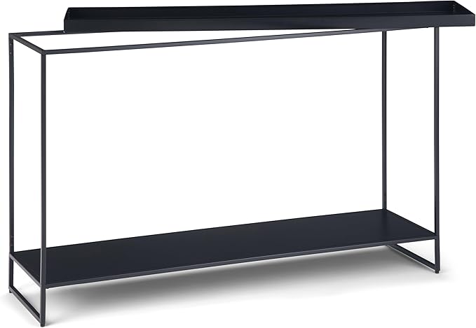 SIMPLIHOME Garner 47 inch Wide Industrial Tray Top Console Table in Black for the Living room Entryway and Bedroom