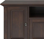 SIMPLIHOME Amherst 72-inch Wide Solid Wood TV Stand in Brunette Brown, Transitional-Style Media Console for Living Room with Cable Management and Adjustable Shelves, Fits 80" TVs