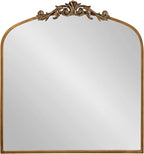 Kate and Laurel Arendahl Ornate Traditional Square Arched Mirror; 28 x 30; Antique Gold; Decorative Baroque Style Arch Vintage Mirror with Wide Frame and Ornamental Crown