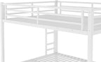 Queen Over Queen Bunk Bed for Adults, Teens, Heavy Duty Bunk Beds with 2 Ladder and Safety Guardrails, Adults Bunk Beds with Noise-Reducing Rubber Stoppers, Easy Assemble, White