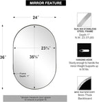 ANDY STAR Brushed Nickel Oval Bathroom Mirror, 24x36 Nickel Pill-Shaped Mirror, Oval Mirrors Wall-Mounted Mirror Vertical/Horizontal