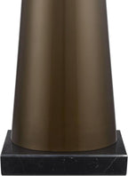 Possini Euro Design Karen Modern Table Lamp with Black Marble Riser 36" Tall Dark Gold Tapered Glass Off-White Fabric Drum Shade for Bedroom Living Family Room Bedside Nightstand House Home Office