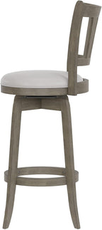 Hillsdale, Presque Isle Wood Bar Height Swivel Stool, 19"D x 17.5"W x 43.5"H, Aged Gray