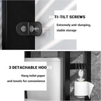 Homykic Bamboo Over The Toilet Storage Shelf, 3-Tier Above Toilet Storage Organizer Rack with 3 Hooks, Freestanding Bathroom Tower Shelf Unit for Small Space, No Rust, Easy to Assemble, Black