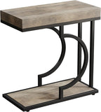 Tribesigns Narrow Side Table C Shaped End Table Modern Bedside Tables for Couch, Small Sofa Chairside Tables with Metal Frame for Living Room (1, Gray+Black)