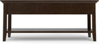 SIMPLIHOME Acadian Lift Top Coffee Table - 48 inch Wide Solid Wood Transitional Pop-up Cocktail Table in Brunette Brown, Classic Living Room Table with Lift-up Storage Compartment and Open Shelf