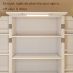 Kitchen Pantry Storage Cabinet w/LED, 50" Pantry Cabinets w/Doors and Adjustable Shelves, Freestanding Pantry Cupboard for Kitchen, Dinning Room, Living Room, Small Place, White