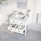 Hanover Roseville 31'' Vanity Cabinet with Sink Combo for Bathroom, Powder Room | Pre-Assembled Cabinet | 2 Drawers, Bottom Shelf | Artificial Stone Countertop | White Cabinet | HANVN0108-31-1WH