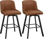 Swivel Bar Stools Set of 2, 30''H Upholstered Barstools with Backs, Modern Counter Height Bar Stool Chairs for Kitchen Island, Metal Legs, Faux Leather, Brown Counter Stools