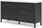 Signature Design by Ashley Cadmori Bohemian 6-Drawer Dresser with Safety Stop, Black & White