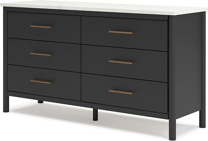 Signature Design by Ashley Cadmori Bohemian 6-Drawer Dresser with Safety Stop, Black & White