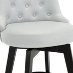 MINCETA Set of 2 Upholstered Bar Stools - 26 Inch Swivel Counter Height Stools with Low Tufted Back, Footrest & Performance Fabric - Round Seat for Kitchen Island & Home Bar Light Gray